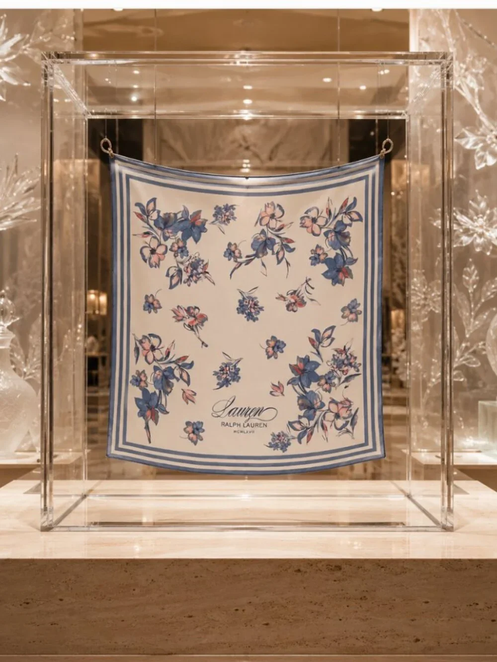 Lauren Ralph Lauren Floral Square Scarf (Cream)
